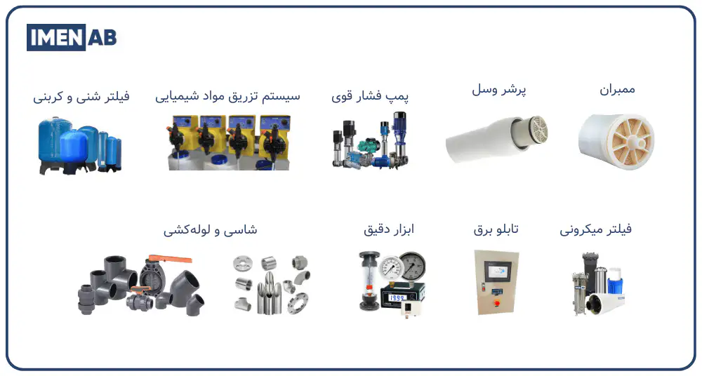 قطعات و تجهیزات اصلی آب شیرین کن صنعتی