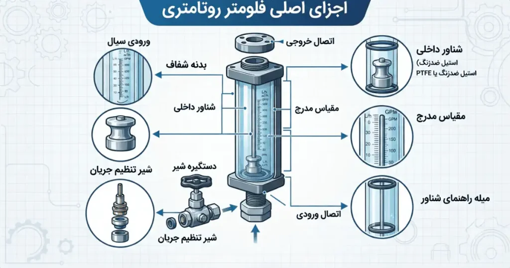 اجزای فلومتر آب