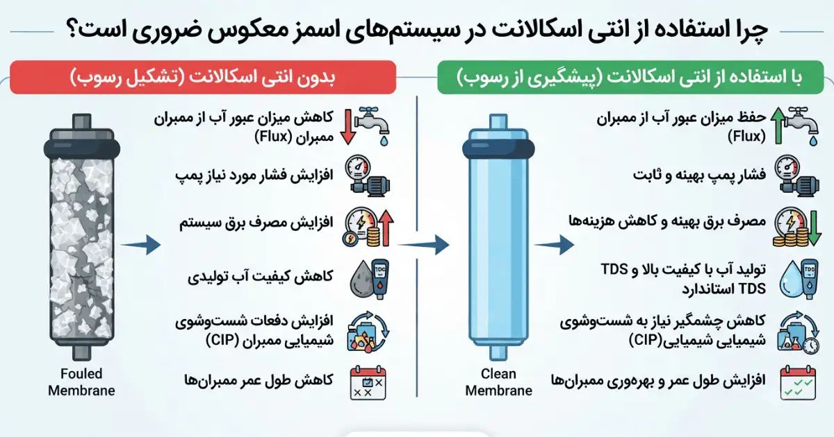 چرا استفاده از آنتی اسکالانت در سیستم RO ضروری است؟