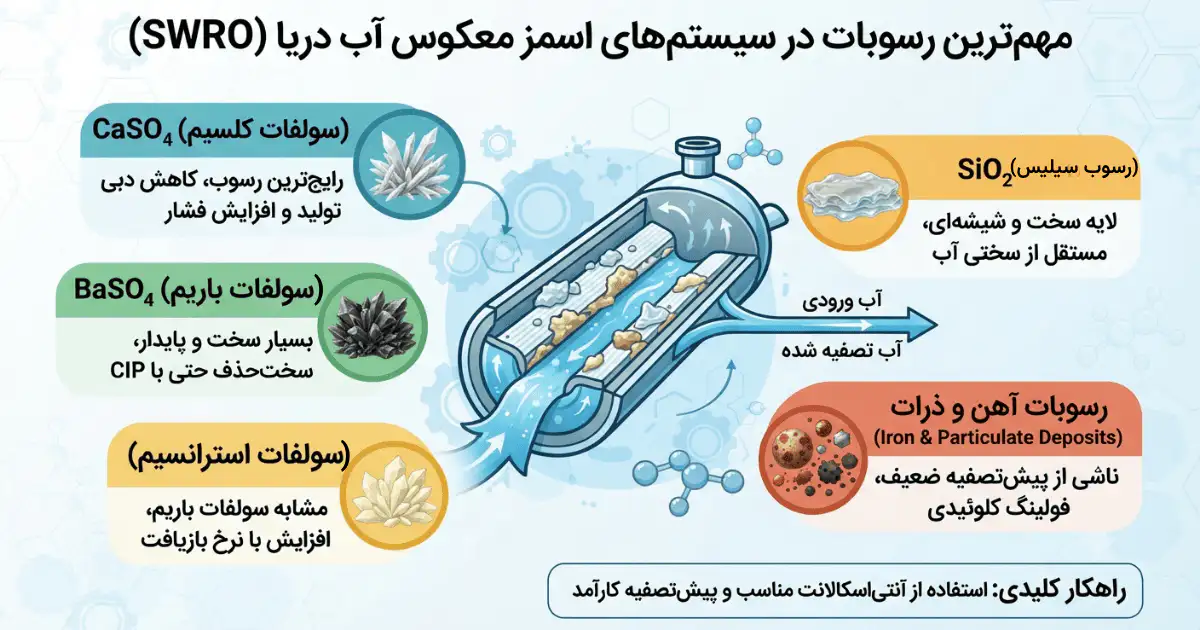 مهمترین رسوبات در سیستمهای اسمز معکوس آب دریا
