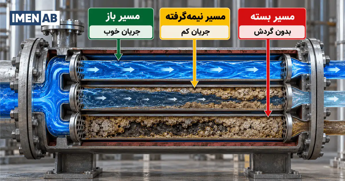 اثر گرفتگی مسیر و گردش محلول بر نتیجه اسیدشویی