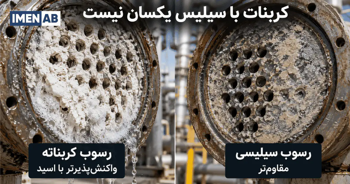 اسید دیسکلر در برابر رسوبات سیلیکاتی و کربناتی متفاوت عمل میکند